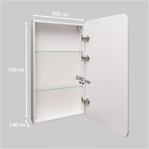 Зеркало-шкаф "Каре 40*80 универсальное" с подсветкой, сенсор с диммером на зеркале, изображение 3