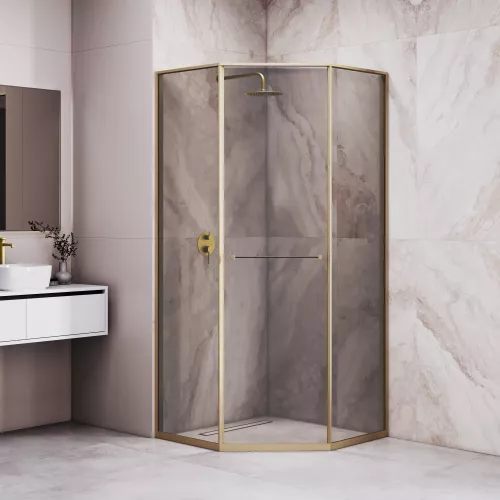 Душевой уголок RGW SV-82Gb "L/R" тонированное/золото, Цвет стекла: тонированное, Цвет профиля: Золото, Выбрать размер: 800x800, Ориентация: левый сдвиг