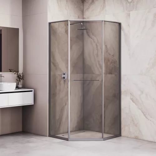 Душевой уголок RGW SV-82Gr "L/R" тонированное/серый, Цвет стекла: тонированное, Цвет профиля: Серый, Выбрать размер: 800x1200, Ориентация: левый сдвиг