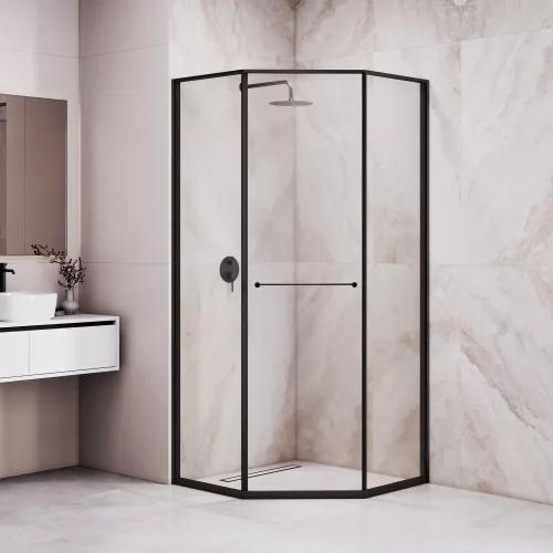Душевой уголок RGW SV-82B "L/R" прозрачное/черный, Цвет стекла: прозрачное, Цвет профиля: Черный, Выбрать размер: 900x900, Ориентация: левый сдвиг