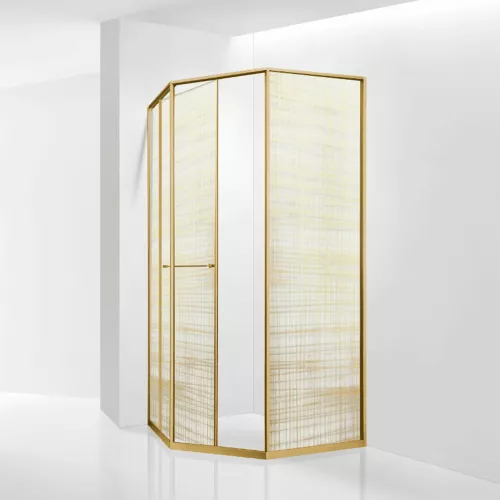 Душевой уголок RGW SV-82Gb "L/R" золото, Цвет стекла: Золотая вуаль, Цвет профиля: Золото, Выбрать размер: 900x900, Ориентация: левый сдвиг, изображение 3