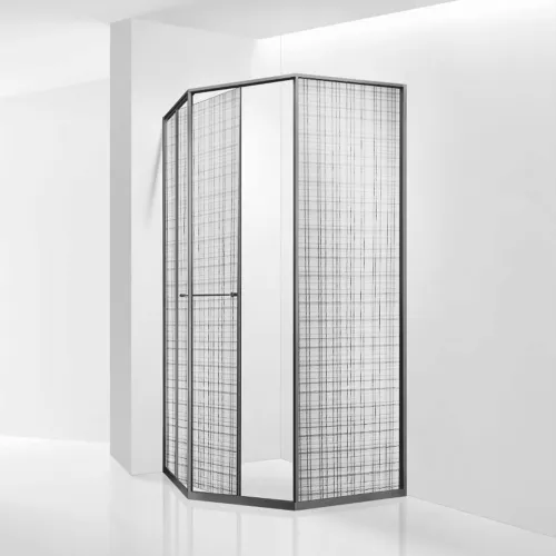 Душевой уголок RGW SV-82Gr "L/R" серый профиль, Цвет стекла: Черная вуаль, Цвет профиля: Серый, Выбрать размер: 1000x1000, Ориентация: левый сдвиг, изображение 2