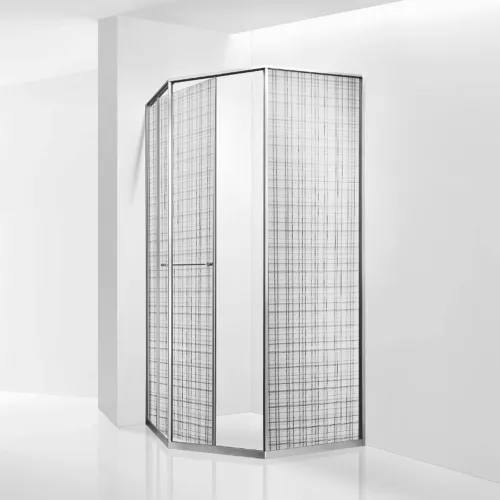 Душевой уголок RGW SV-82 "L/R" хром профиль, Цвет стекла: Черная вуаль, Цвет профиля: Хром, Выбрать размер: 800x800, Ориентация: левый сдвиг, изображение 2