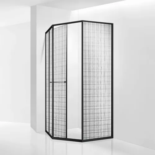 Душевой уголок RGW SV-82B "L/R" черный профиль, Цвет стекла: Черная вуаль, Цвет профиля: Черный, Выбрать размер: 800x1200, Ориентация: левый сдвиг, изображение 2