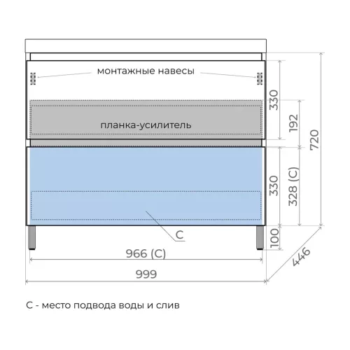 Тумба напольная Style line "Манхэттен 100/80/70/60" ЭМАЛЬ с раковиной ASTI , 2 ящика , PLUS, графит, Выбрать цвет: Графит, Выбрать размер: 100, Внешний вид: с белой раковиной, изображение 6