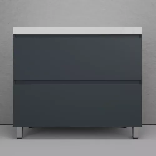 Мебель для ванной: Тумба напольная Style line "Манхэттен 100/80/70/60" ЭМАЛЬ с раковиной ASTI , 2 ящика , PLUS, графит 1 в магазине Акватория