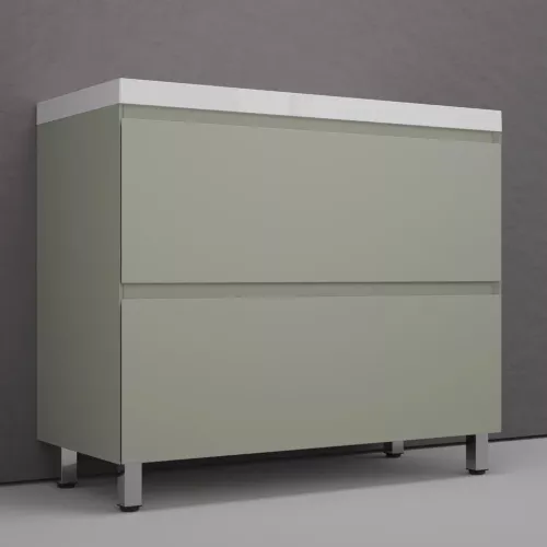 Тумба напольная Style line "Манхэттен 100/80/70/60" ЭМАЛЬ с  раковиной ASTI , 2 ящика ,PLUS ,олива, Выбрать цвет: Олива, Выбрать размер: 100, Внешний вид: с белой раковиной, изображение 2