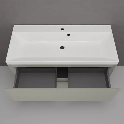 Тумба напольная Style line "Манхэттен 100/80/70/60" ЭМАЛЬ с  раковиной ASTI , 2 ящика ,PLUS ,олива, Выбрать цвет: Олива, Выбрать размер: 100, Внешний вид: с белой раковиной, изображение 3