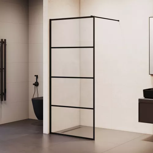 Душевая перегородка RGW WA-019B прозр. с рисунком/черный, Цвет стекла: с рисунком, Цвет профиля: Черный, Выбрать размер: 60, изображение 2