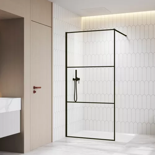 Душевая перегородка RGW WA-09B прозрачное/черный, Цвет стекла: прозрачное, Цвет профиля: Черный, Выбрать размер: 100