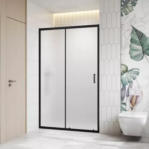 Душевая дверь RGW CL-13B рифленое/черный, Цвет стекла: рифленое, Цвет профиля: Черный, Выбрать размер: 120