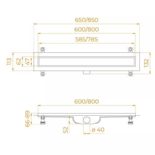Душевой лоток RGW Drain Leo-41 хром, Выбрать размер: 60, изображение 2
