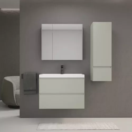 Тумба подвесная "Манхэттен 100/80/70/60" ЭМАЛЬ с раковиной  ASTI , 2 ящика PLUS олива, Выбрать цвет: Олива, Выбрать размер: 100, Внешний вид: с белой раковиной, изображение 5