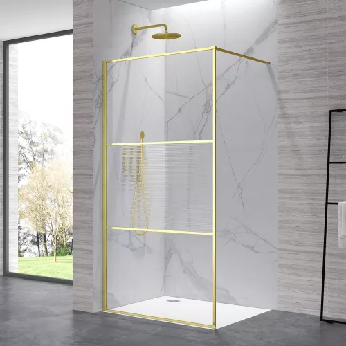 Душевая перегородка RGW WA-09Gb ребристое/золото, Цвет стекла: ребристое, Цвет профиля: Золото, Выбрать размер: 90