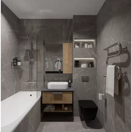 Керамогранит Encanto_GT Серый 60x60/60х120, Выбрать размер: 60х60, Внешний вид: Матовая, изображение 6