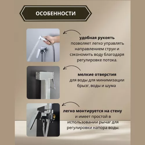 Душ гигиенический ACWEN 82216 хром, Выбрать цвет: Хром, изображение 3