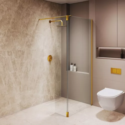 Душевая перегородка RGW WA-051Gb (WA-010Gb + Z-071Gb), Цвет стекла: прозрачное, Цвет профиля: Золото, Выбрать размер: 90, изображение 13