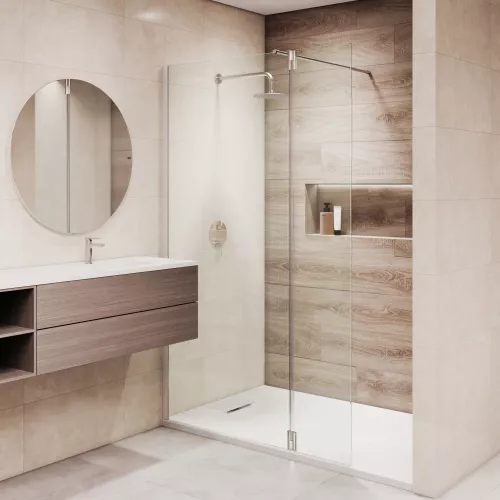 Душевая перегородка RGW WA-051 (WA-010 + Z-071), Цвет стекла: прозрачное, Цвет профиля: Хром, Выбрать размер: 80, изображение 11