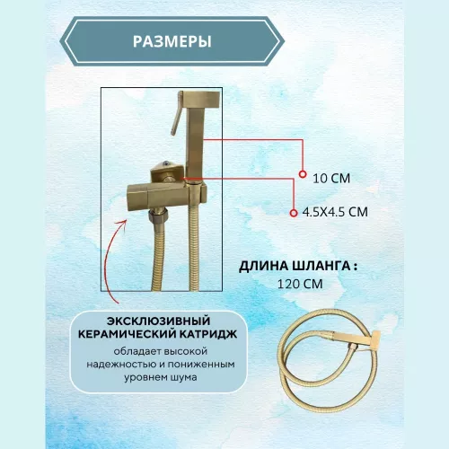 Душ гигиенический ACWEN 82009BG золото, Выбрать цвет: Матовое золото, изображение 2