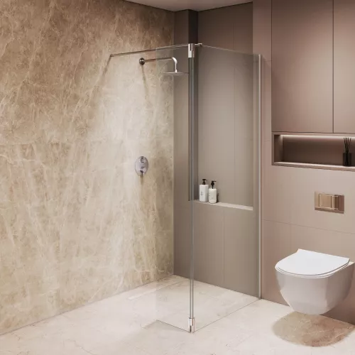 Душевая перегородка RGW WA-051 (WA-010 + Z-071), Цвет стекла: прозрачное, Цвет профиля: Хром, Выбрать размер: 80, изображение 13