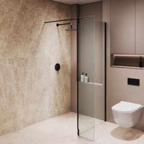 Душевая перегородка RGW WA-051B (WA-010B + Z-071B), Цвет стекла: прозрачное, Цвет профиля: Черный, Выбрать размер: 120, изображение 15