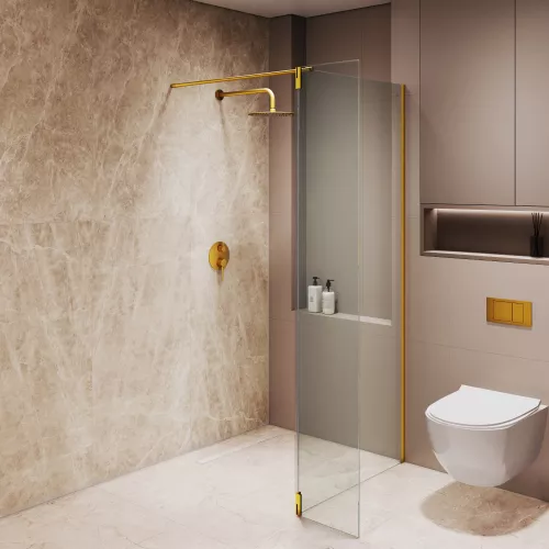 Душевая перегородка RGW WA-051Gb (WA-010Gb + Z-071Gb), Цвет стекла: прозрачное, Цвет профиля: Золото, Выбрать размер: 90, изображение 14