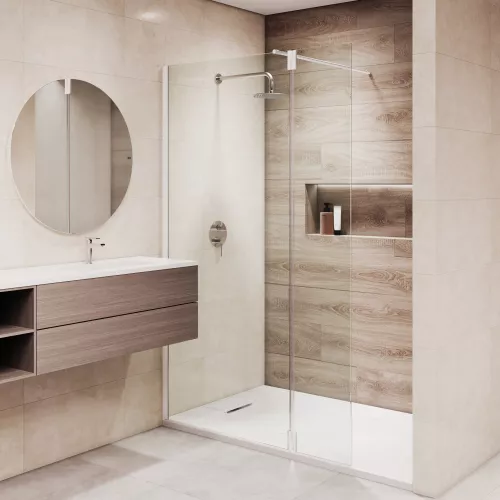 Душевая перегородка RGW WA-051W (WA-01W0 + Z-071W), Цвет стекла: прозрачное, Цвет профиля: Белый, Выбрать размер: 110, изображение 13