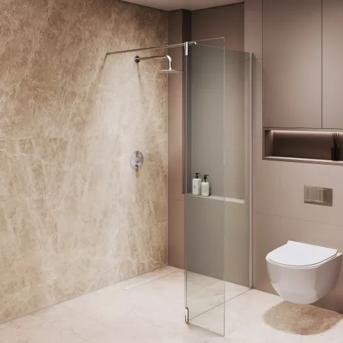 Душевая перегородка RGW WA-051 (WA-010 + Z-071), Цвет стекла: прозрачное, Цвет профиля: Хром, Выбрать размер: 80, изображение 14