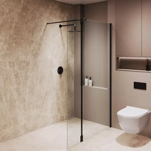 Душевая перегородка RGW WA-051B (WA-010B + Z-071B), Цвет стекла: прозрачное, Цвет профиля: Черный, Выбрать размер: 120, изображение 16