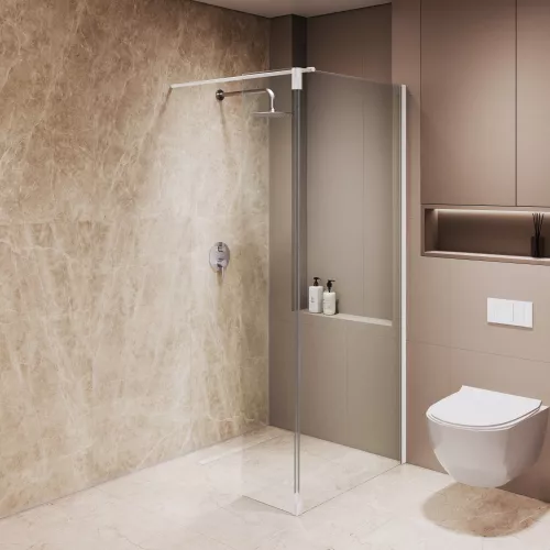 Душевая перегородка RGW WA-051W (WA-01W0 + Z-071W), Цвет стекла: прозрачное, Цвет профиля: Белый, Выбрать размер: 110, изображение 14