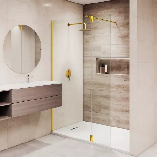 Душевая перегородка RGW WA-051Gb (WA-010Gb + Z-071Gb), Цвет стекла: прозрачное, Цвет профиля: Золото, Выбрать размер: 90, изображение 16