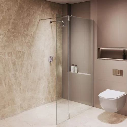 Душевая перегородка RGW WA-051 (WA-010 + Z-071), Цвет стекла: прозрачное, Цвет профиля: Хром, Выбрать размер: 80, изображение 15