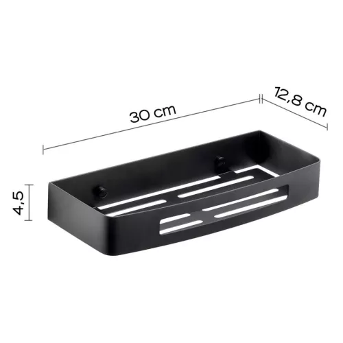 Gedy  полка-решетка прямоугольная 1-уровневая  длина 30 см   черный матовый, изображение 2
