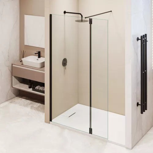 Душевая перегородка RGW WA-051B (WA-010B + Z-071B), Цвет стекла: прозрачное, Цвет профиля: Черный, Выбрать размер: 120, изображение 4