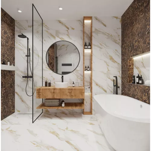 Плитка грес глаз. Calacatta Royal_GT Белый 60*60/60*120, Выбрать размер: 60*60, изображение 15