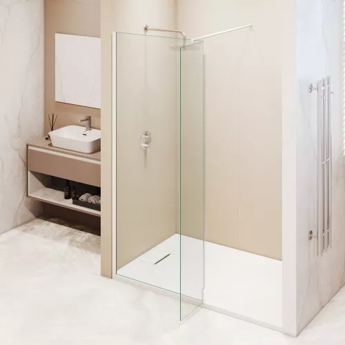 Душевая перегородка RGW WA-051W (WA-01W0 + Z-071W), Цвет стекла: прозрачное, Цвет профиля: Белый, Выбрать размер: 110, изображение 4