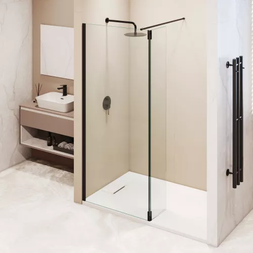 Душевая перегородка RGW WA-051B (WA-010B + Z-071B), Цвет стекла: прозрачное, Цвет профиля: Черный, Выбрать размер: 120, изображение 6