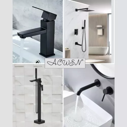 Душевая система ACWEN-80118B  встраиваемая с изливом , черный матовый, Выбрать цвет: Черный матовый, изображение 16