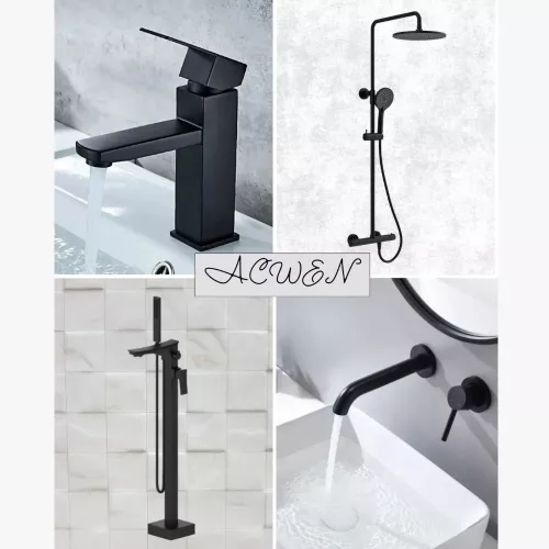 Душевая стойка  ACWEN  80050В с термостатом, Выбрать цвет: Черный, изображение 12