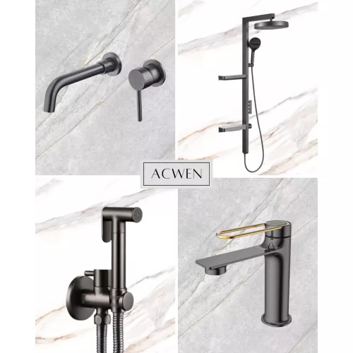 Смеситель для раковины скрытого монтажа ACWEN 6605D графит, Выбрать цвет: Графит, изображение 16