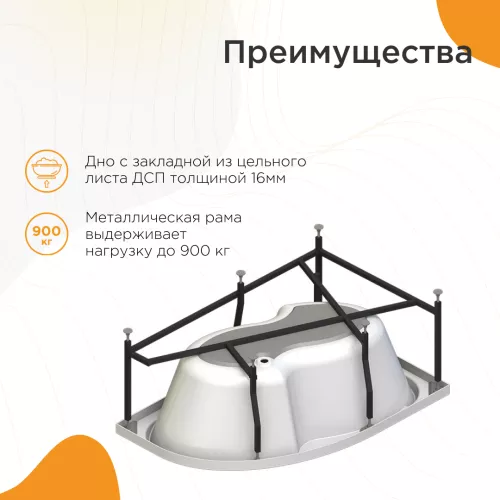 Ванна акриловая Radomir Ирма с гидромассажем, левая 169х110, изображение 5