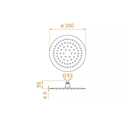 Верхний душ 3D круглый RGW SP-81, Цвет профиля (вариация): Хром, Выбрать размер: 250, изображение 15