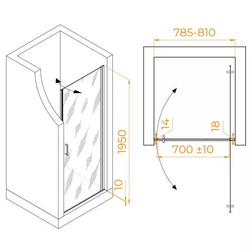Душевая дверь RGW LE-003Gr, Цвет стекла: матовое-сатинат, Цвет профиля: Серый, Выбрать размер: 80, изображение 3