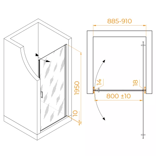 Душевая дверь RGW LE-003B, Цвет стекла: матовое-сатинат, Цвет профиля: Черный, Выбрать размер: 90, изображение 3