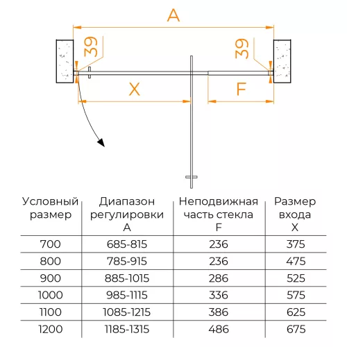 Душевая дверь RGW PA-008B, Цвет стекла: прозрачное, Цвет профиля: Черный, Выбрать размер: 100, изображение 7