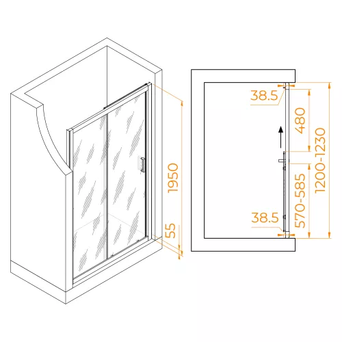 Душевая дверь RGW PA-016, Цвет стекла: прозрачное, Цвет профиля: Хром, Выбрать размер: 120, изображение 7