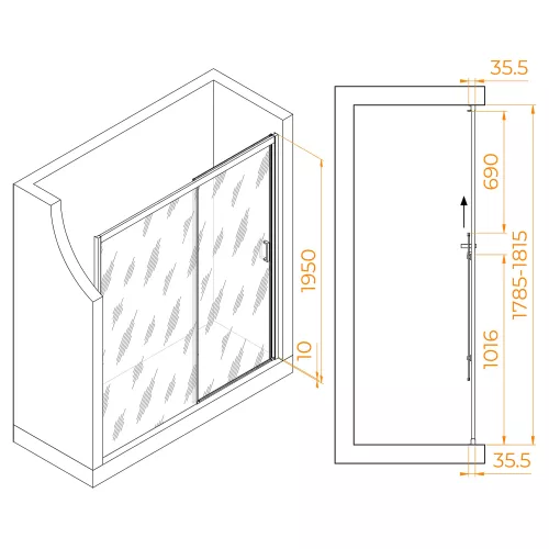 Душевая дверь RGW PA-017, Цвет стекла: прозрачное, Цвет профиля: Хром, Выбрать размер: 180, изображение 6