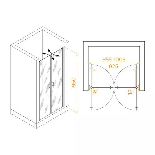 Душевая дверь RGW PA-104Gb, Цвет стекла: прозрачное, Цвет профиля: Золото, Выбрать размер: 100, изображение 7