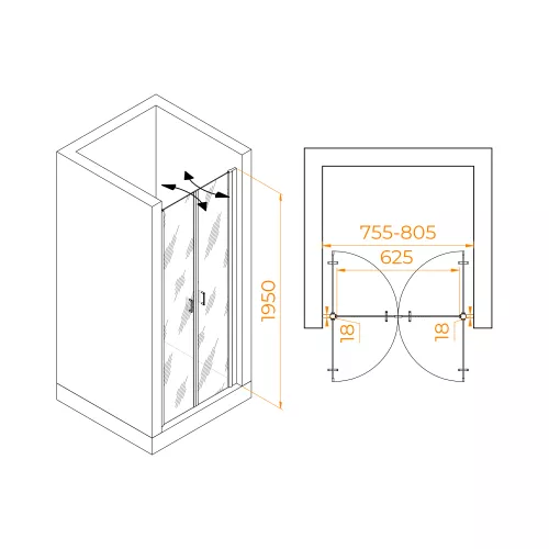 Душевая дверь RGW PA-104, Цвет стекла: прозрачное, Цвет профиля: Хром, Выбрать размер: 80, изображение 6