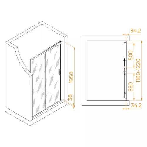 Душевая дверь RGW PA-14W, Цвет стекла: прозрачное, Цвет профиля: Белый, Выбрать размер: 120, изображение 5